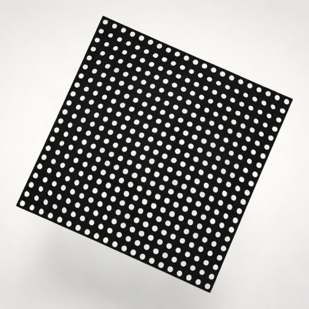 Angled product view of the black 188 × 188 mm Base Module, featuring the perforated grid used to connect NG Organisers walls and inserts.