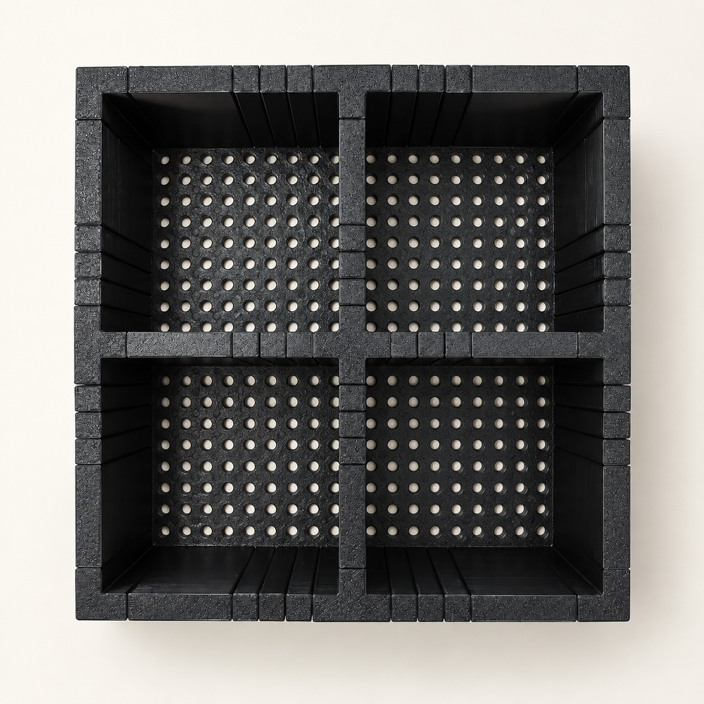 Design 2 four-compartment make-up organiser, top view