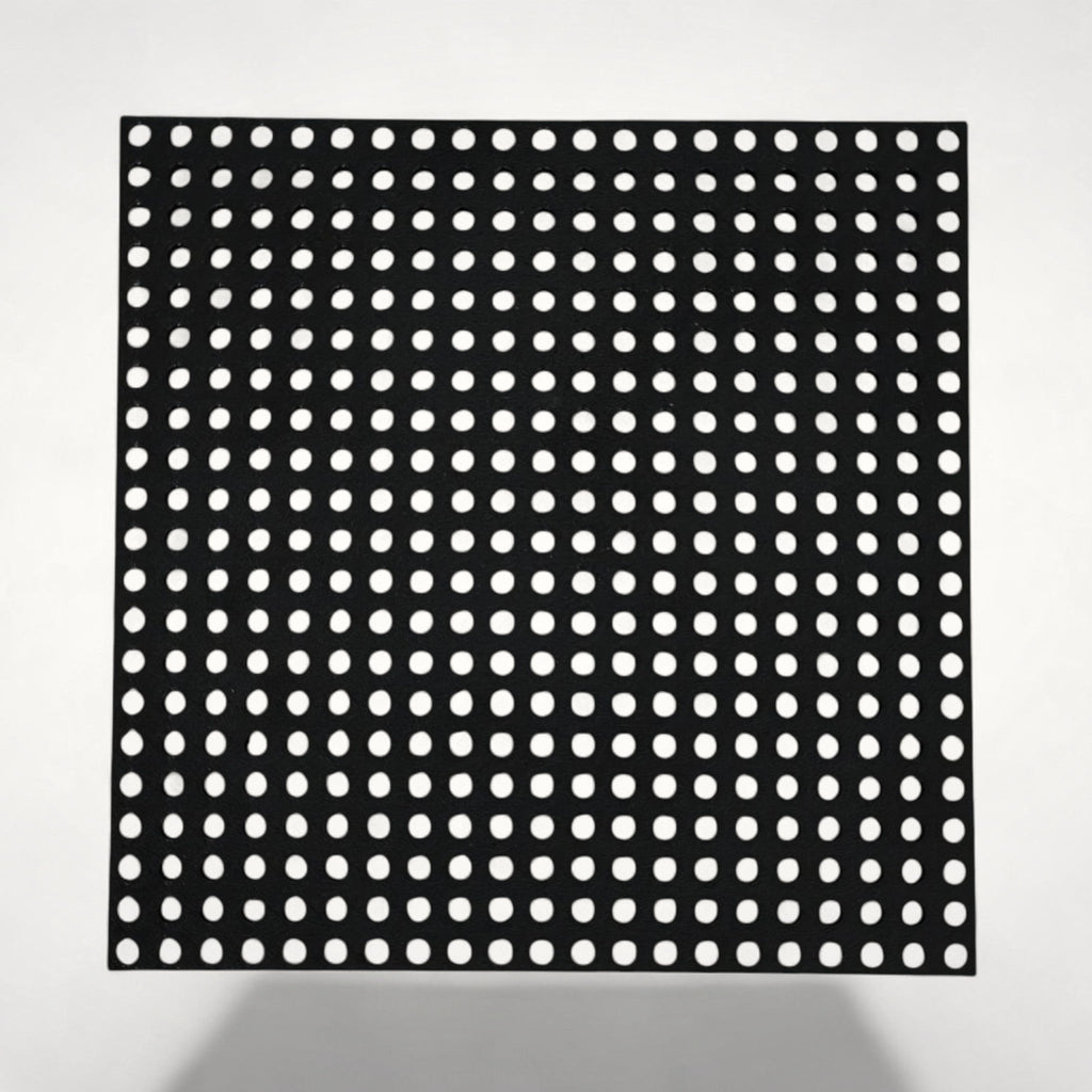Front view of the black 188 × 188 mm perforated Base Module used as the foundation for the NG Organisers modular drawer organisation system.