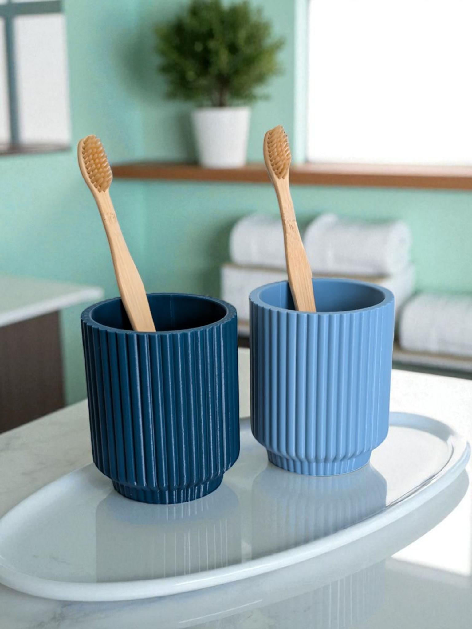 3D Printed Spiral Ribbed Toothbrush Holder