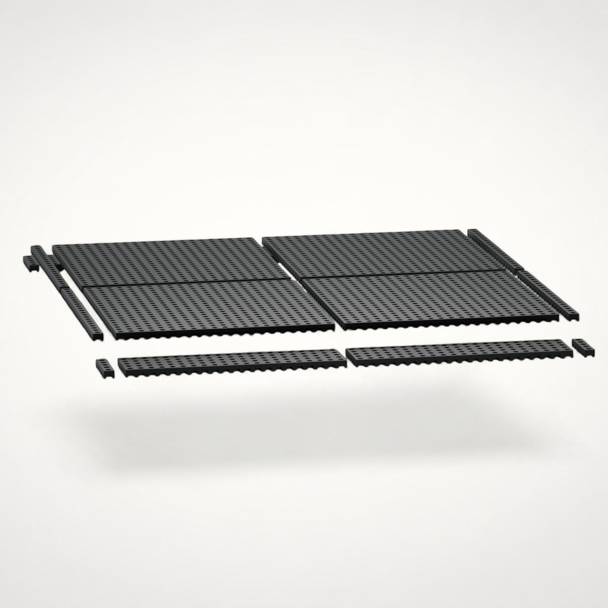 NG Organisers 188x18 base module pieces in black, designed for modular drawer storage systems.