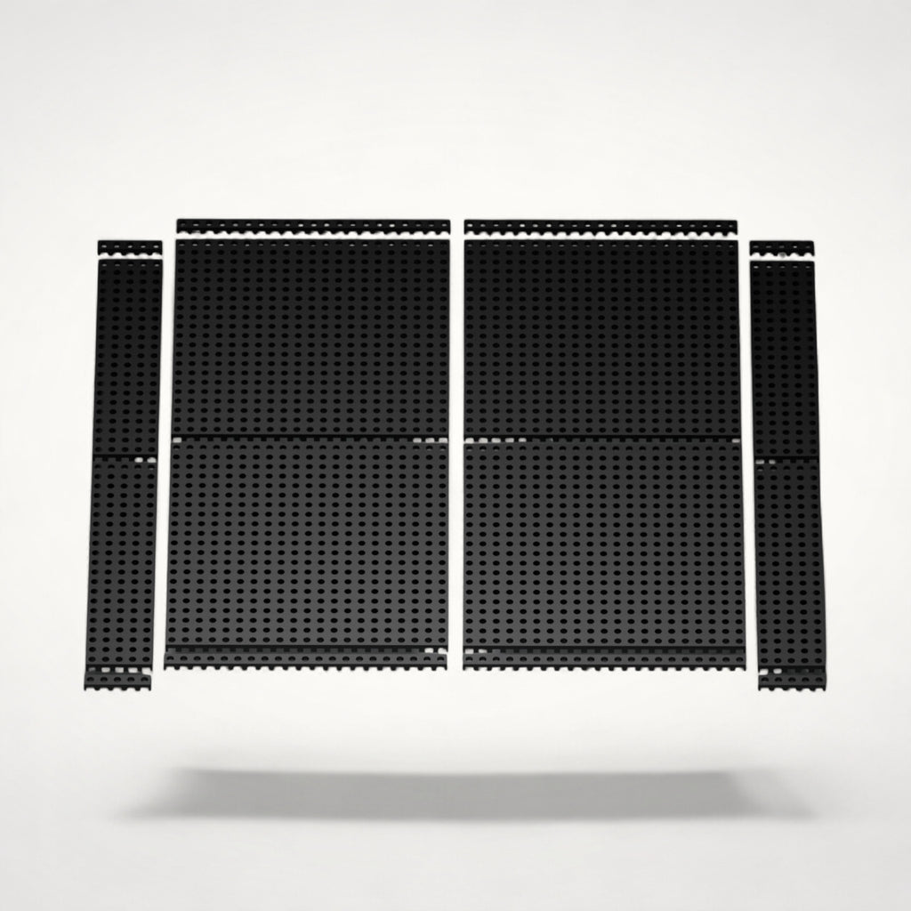 NG Organisers 188x45 modular drawer base units in black, featuring a perforated design for custom storage layouts.