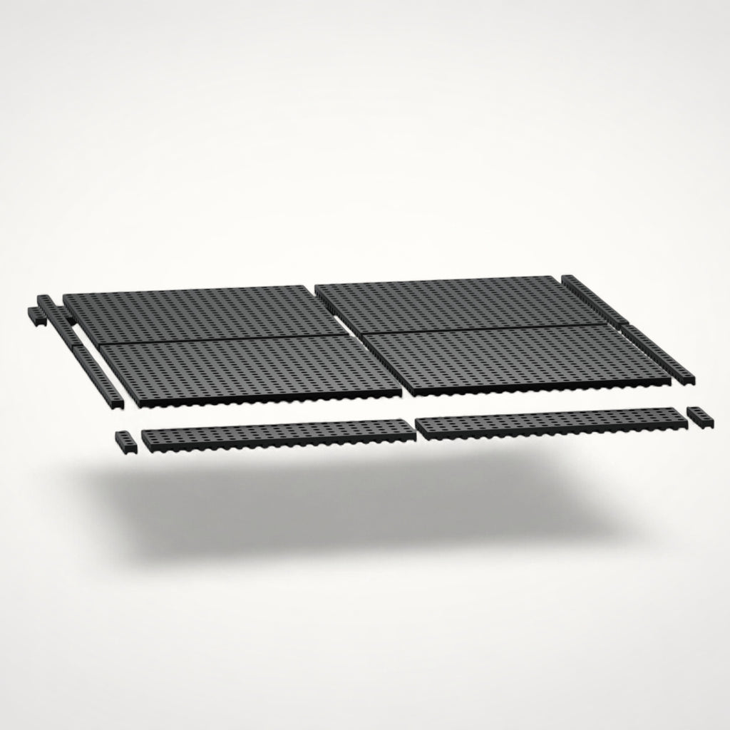 NG Organisers 188x45mm black modular drawer base units with a perforated grid design for custom storage layouts.