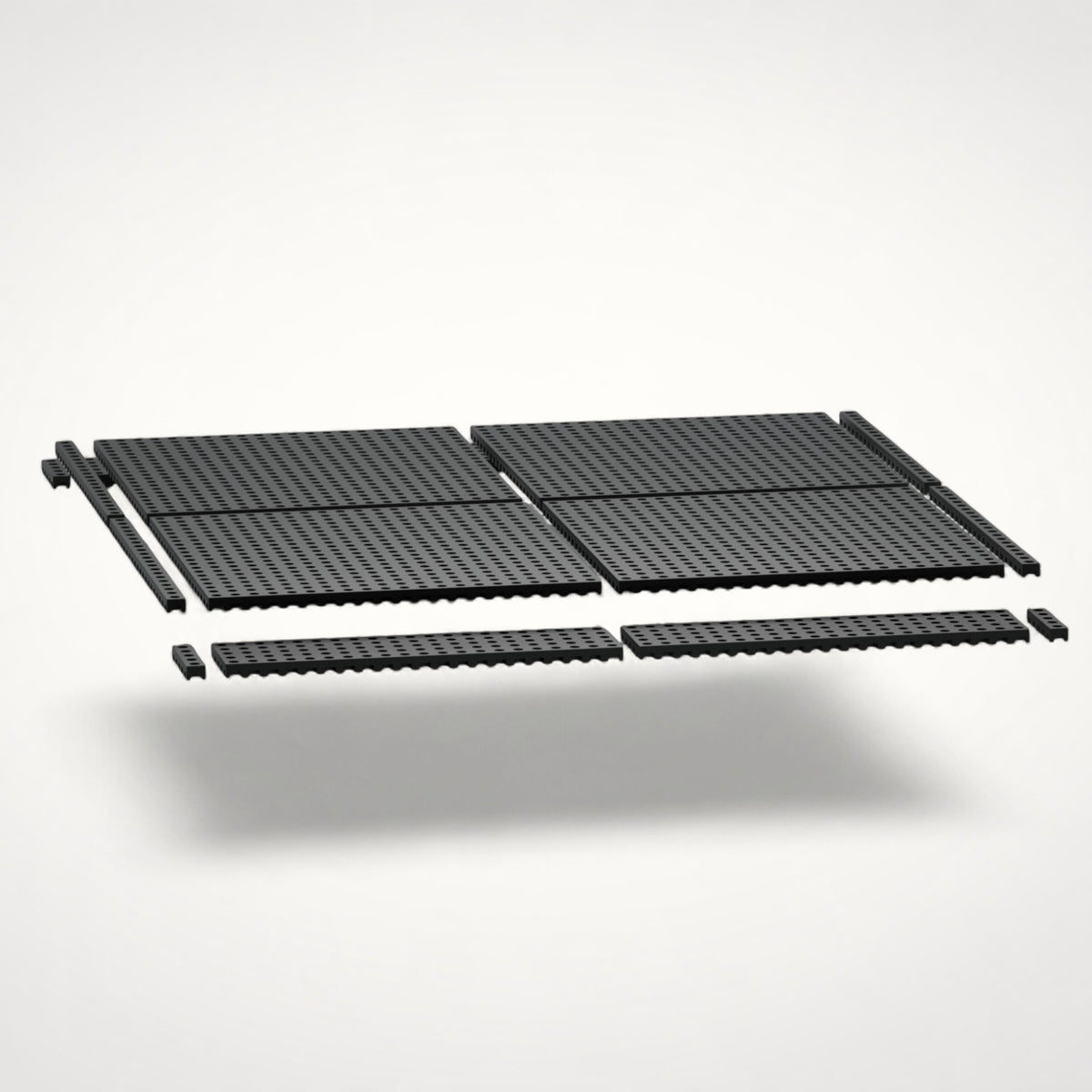 NG Organisers 188x45mm black modular drawer base units with a perforated grid design for custom storage layouts.