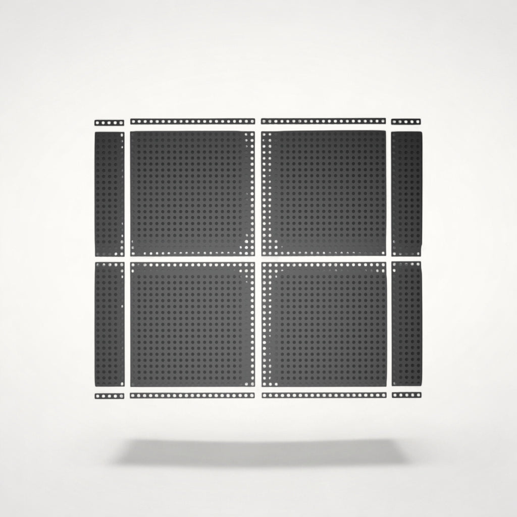 NG Organisers 18x18 base module components for a modular drawer storage system in a dark grey perforated design.