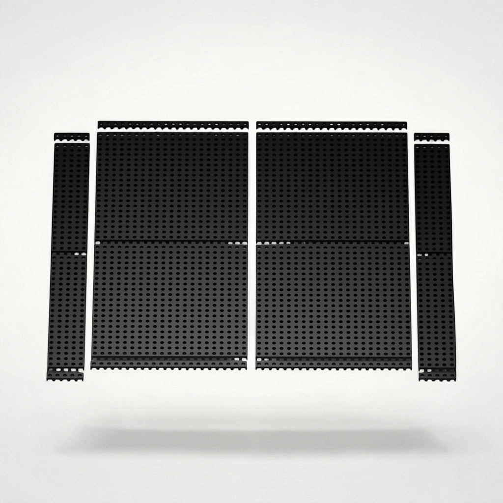 NG Organisers 45x18 black modular drawer base components with a perforated grid design for custom storage layouts.