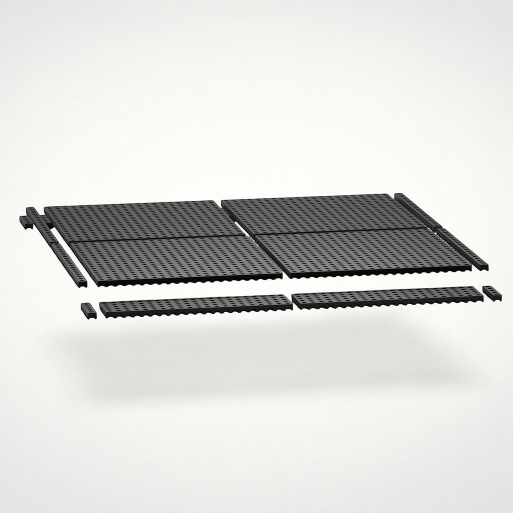 NG Organisers 45x18 black modular drawer base components arranged for a custom storage layout.
