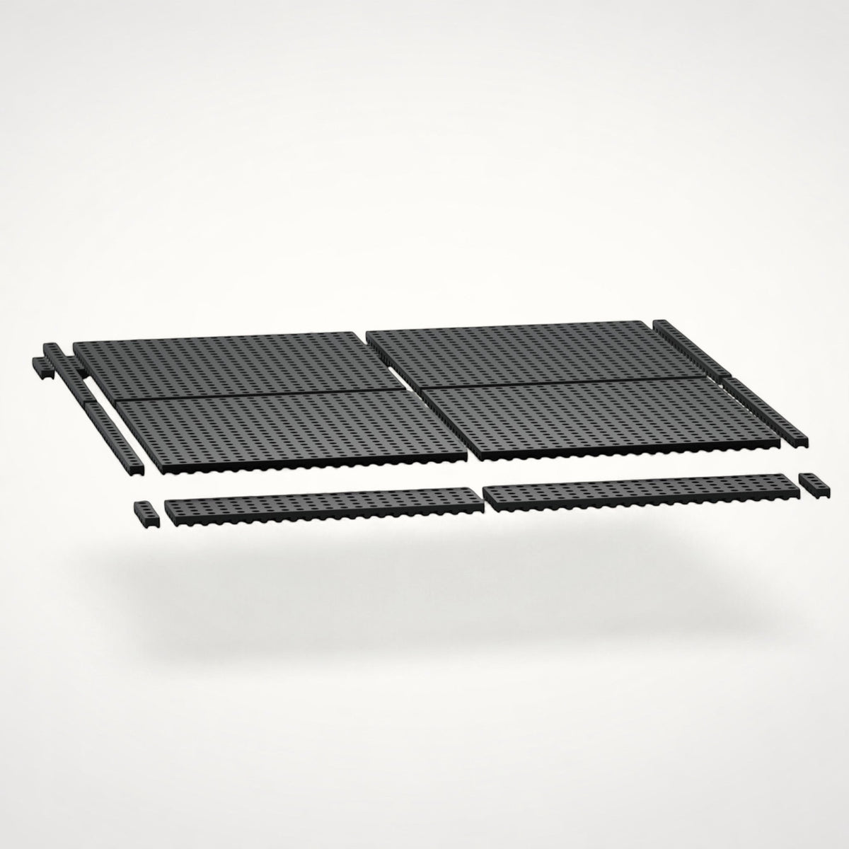 NG Organisers 45x18 black modular drawer base components arranged for a custom storage layout.