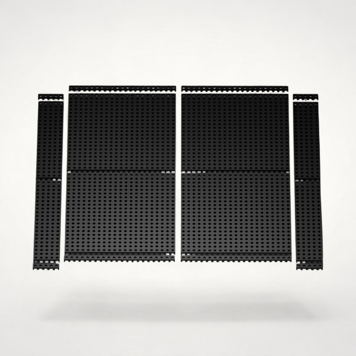 NG Organisers 45x45 black modular drawer base components with a perforated grid design for custom storage layouts.