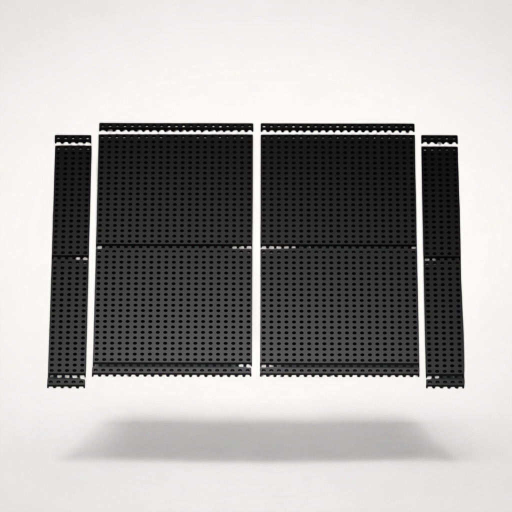 NG Organisers 90 x 18 black modular drawer base components with a perforated grid design for custom storage layouts.