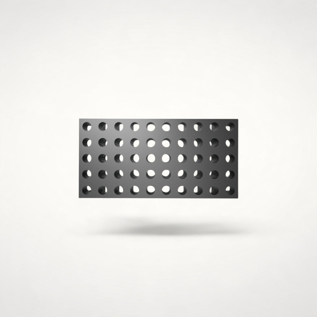 NG Organisers 90x45mm black modular drawer base with a grid of circular holes for custom storage configurations.