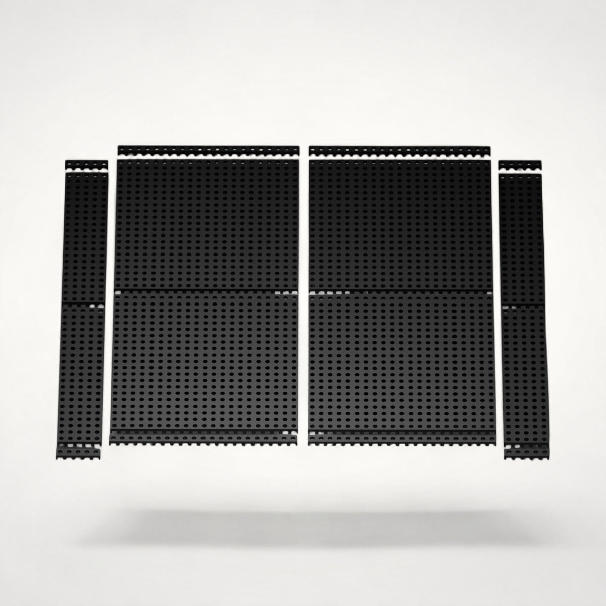 NG Organisers 90x90 black modular drawer base components with a perforated grid design for custom storage layouts.