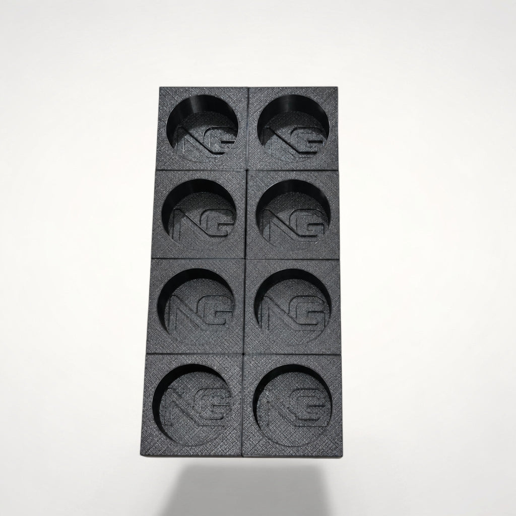 NG Organisers black coffee pod holder for 8 Dolce Gusto pods with a textured finish and embossed logo