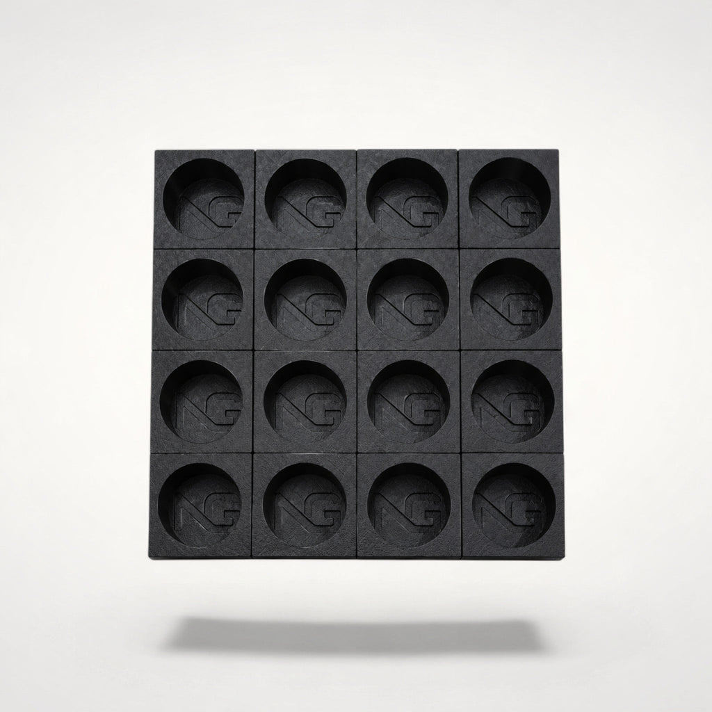 NG Organisers medium black coffee pod holder for 16 Dolce Gusto pods with a square grid design.