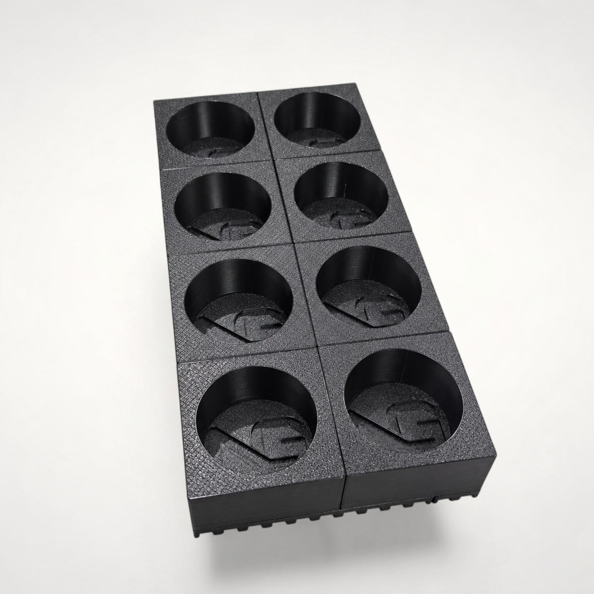 NG Organisers black coffee pod holder for 8 Dolce Gusto pods, featuring a modular 3D printed design.