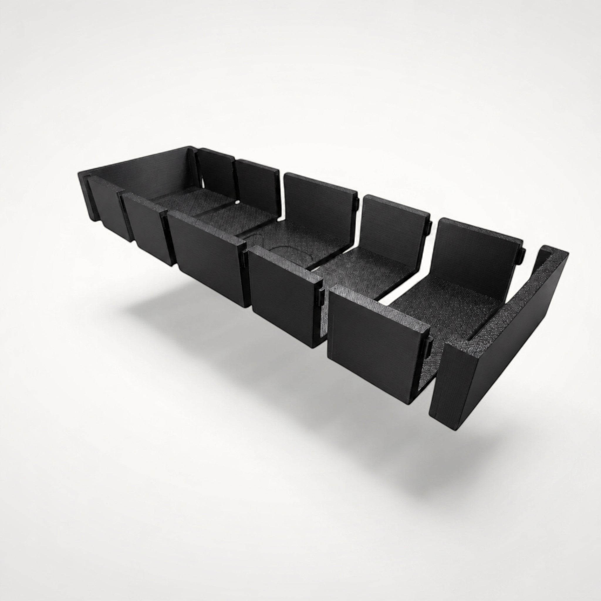 NG Organisers black 3D-printed modular drawer storage box with a textured finish on a white background.