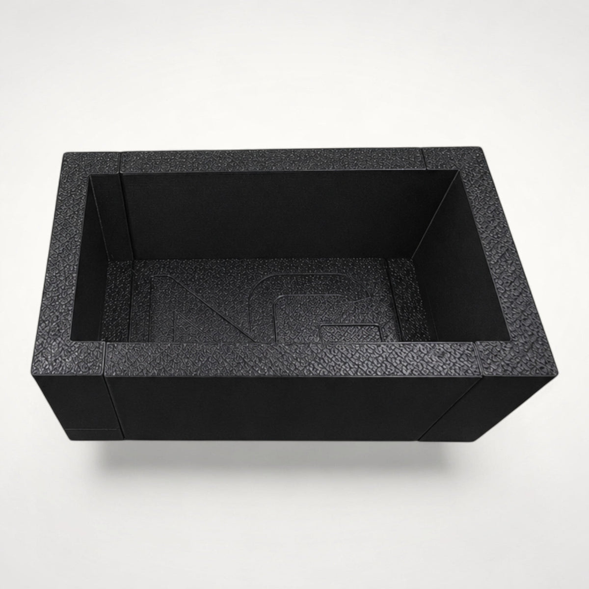 NG Organisers black modular storage box with textured finish for drawer organisation and cutlery storage