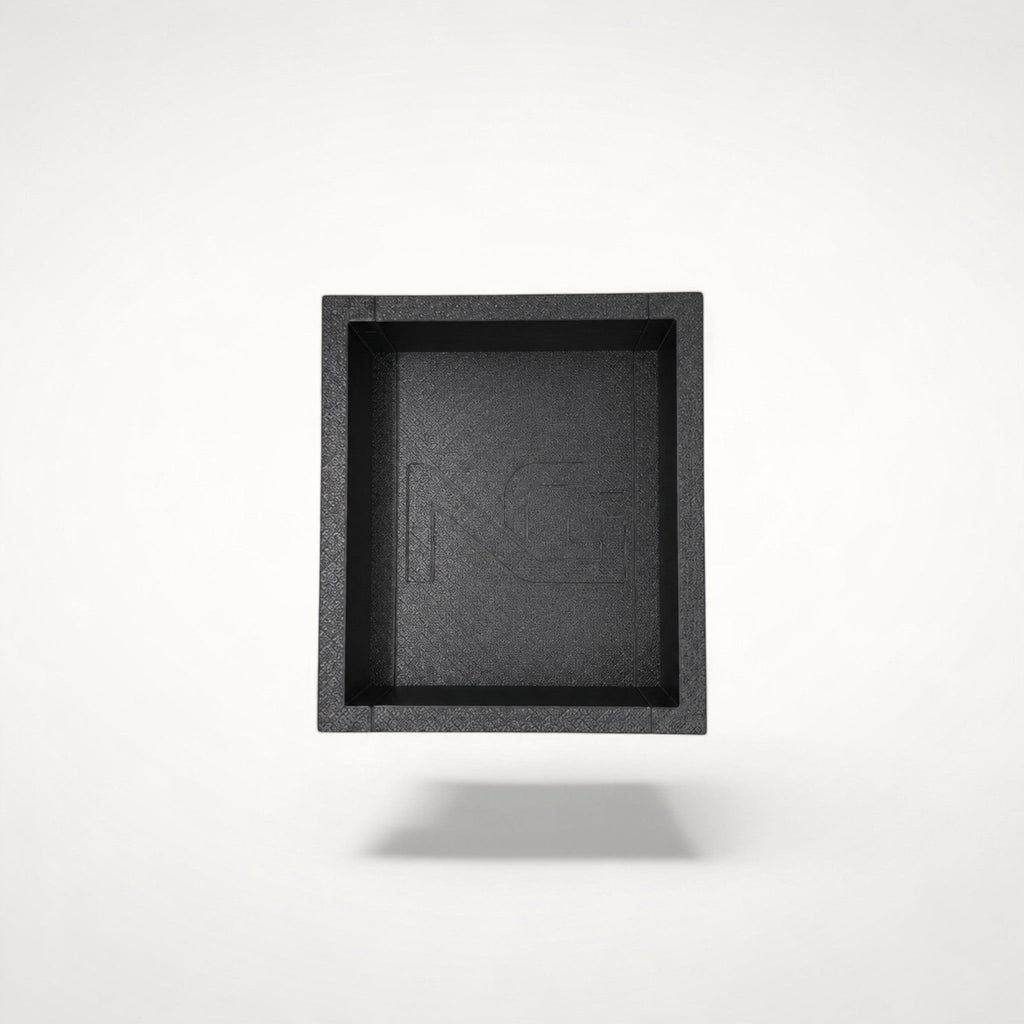 NG Organisers black modular storage box insert with a branded base, viewed from directly above.