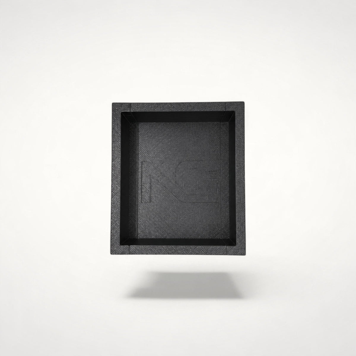 NG Organisers black modular storage box insert with a branded base, viewed from directly above.