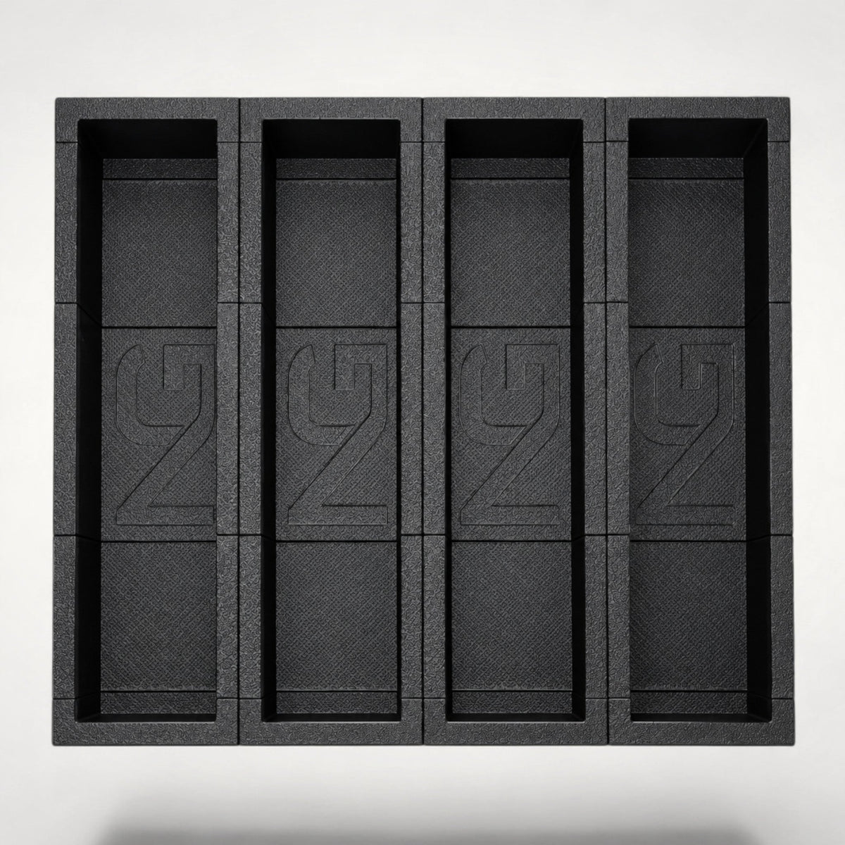 NG Organisers black plastic cutlery tray with four full-length compartments for kitchen drawer organisation.