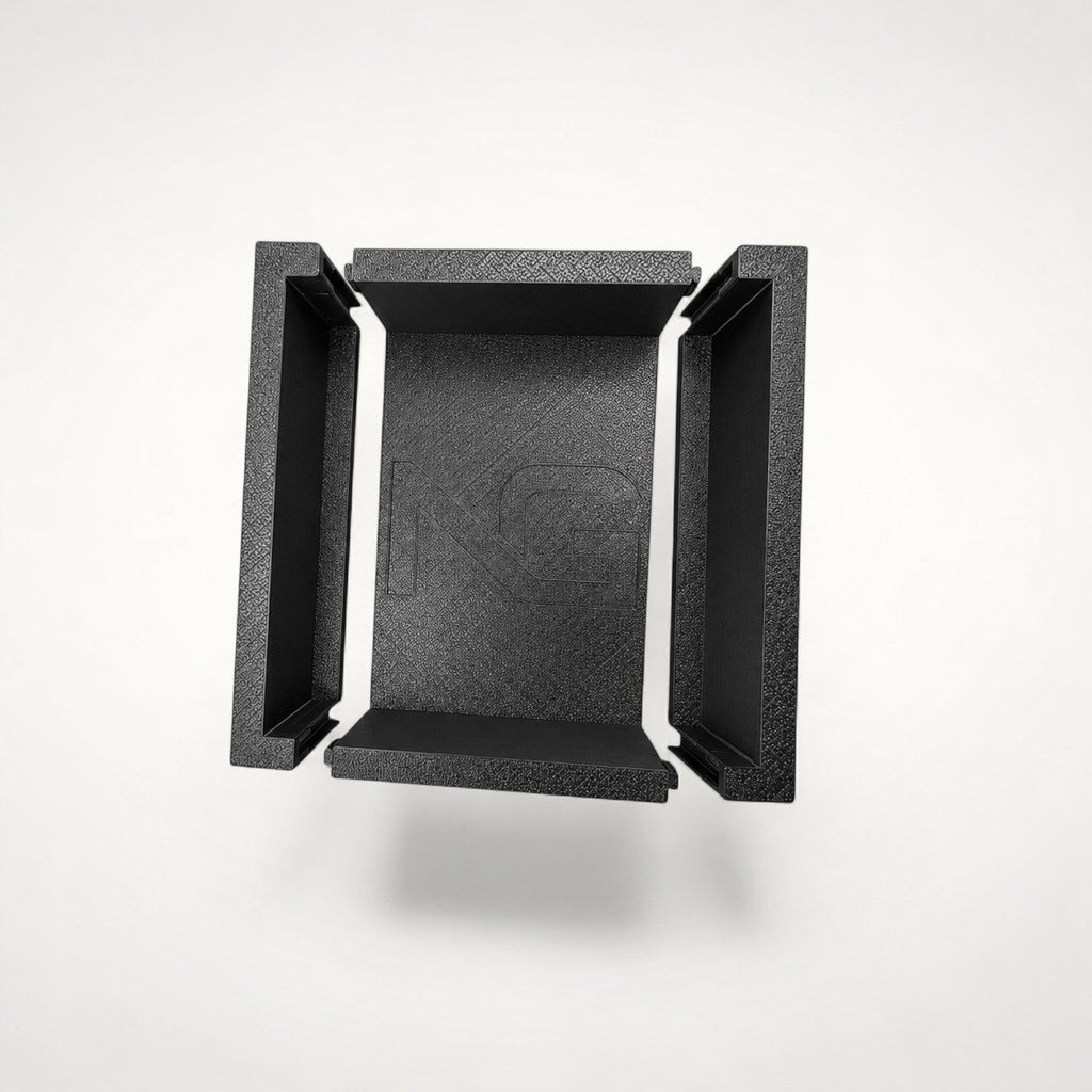 NG Organisers modular black storage box insert components for drawer organisation on a white background