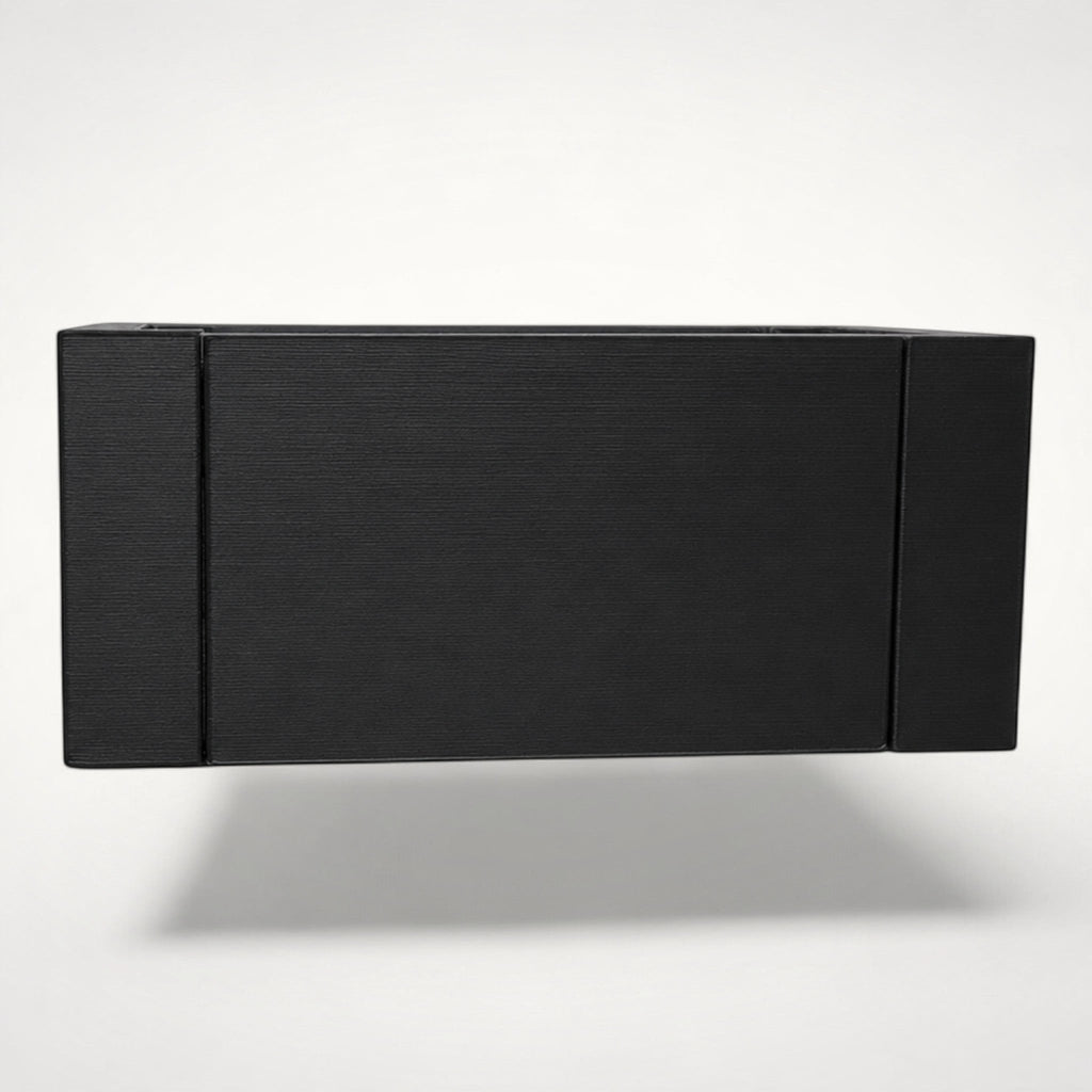 NG Organisers modular black storage box for drawers with a sleek, minimalist design and three-piece assembly.