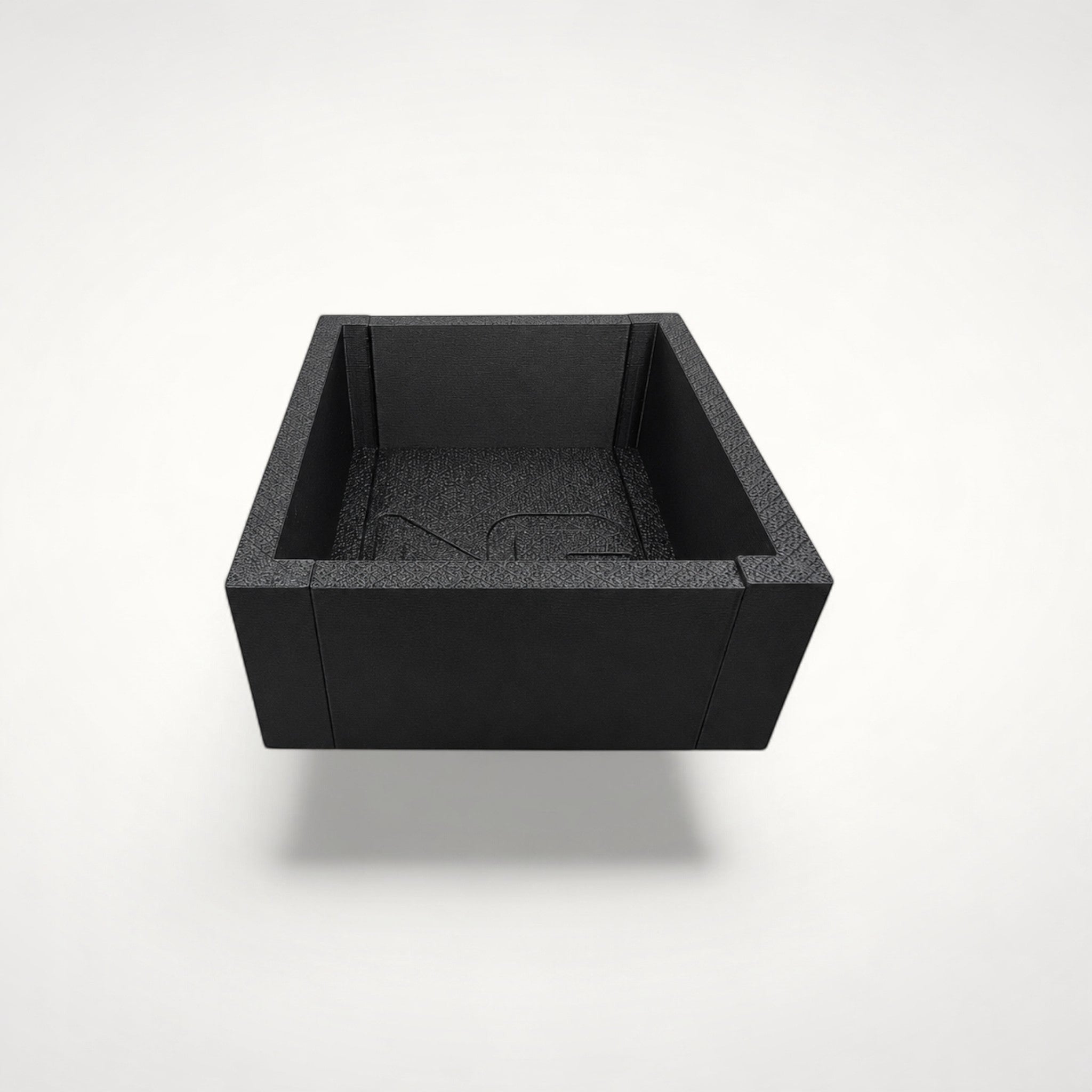 NG Organisers modular black storage box insert with a textured finish for drawer organisation.
