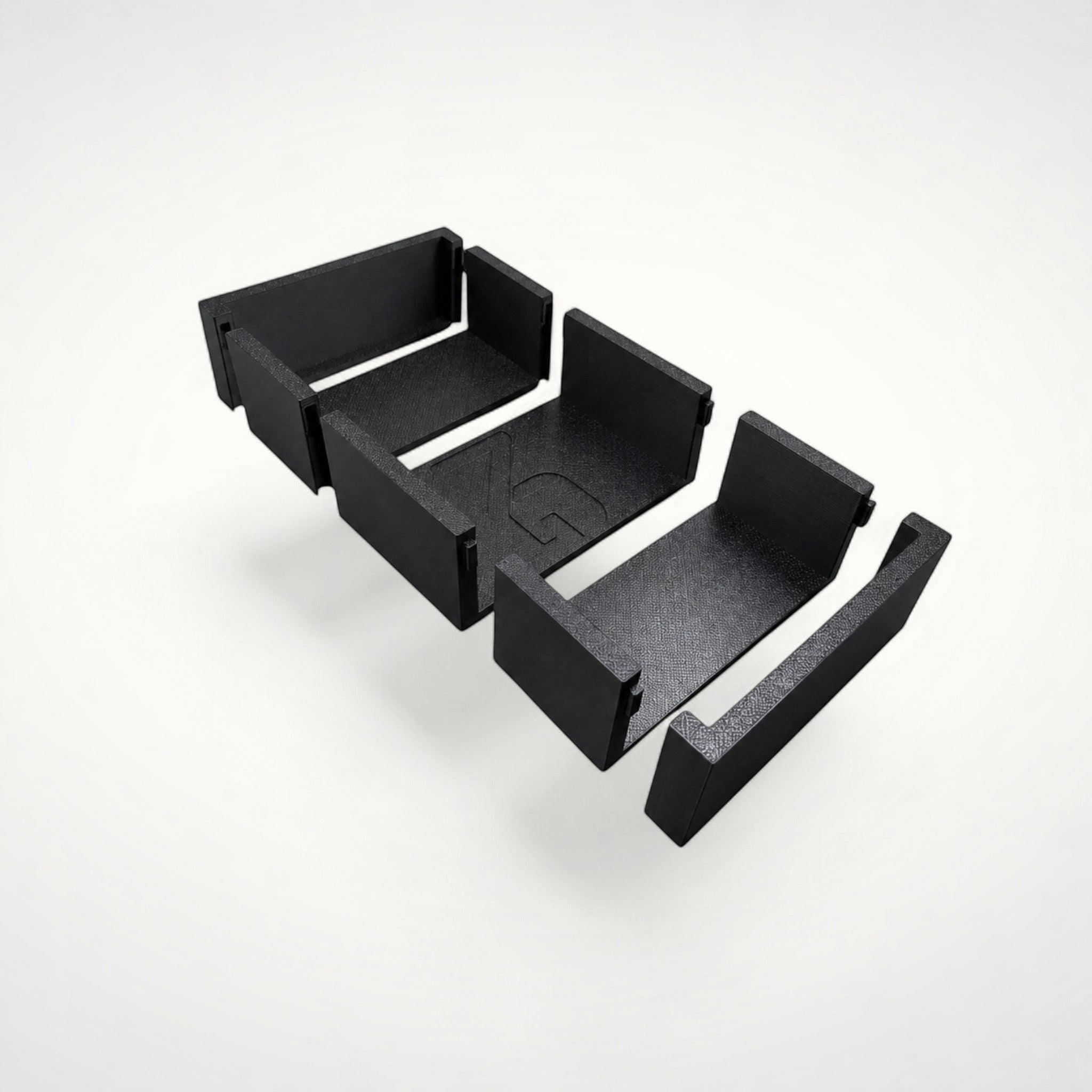 NG Organisers black modular storage box insert in five pieces for drawer organisation