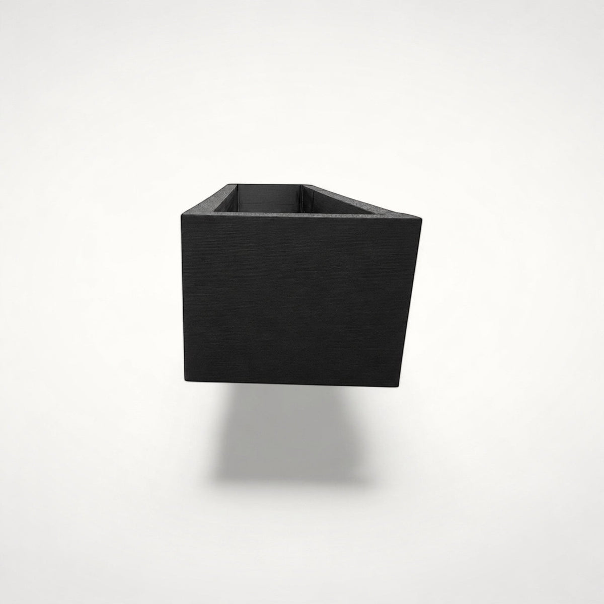 NG Organisers slim black modular storage box insert for drawer organisation, viewed from the narrow end.
