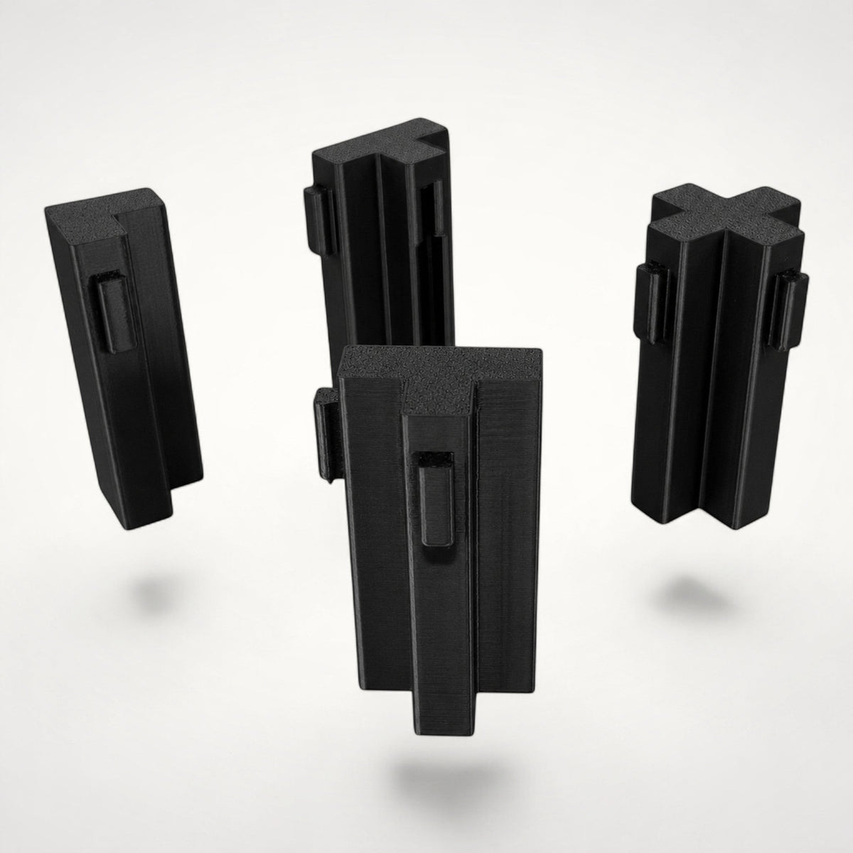 NG Organisers black T-shaped double male wall module for drawer divider systems on a white background