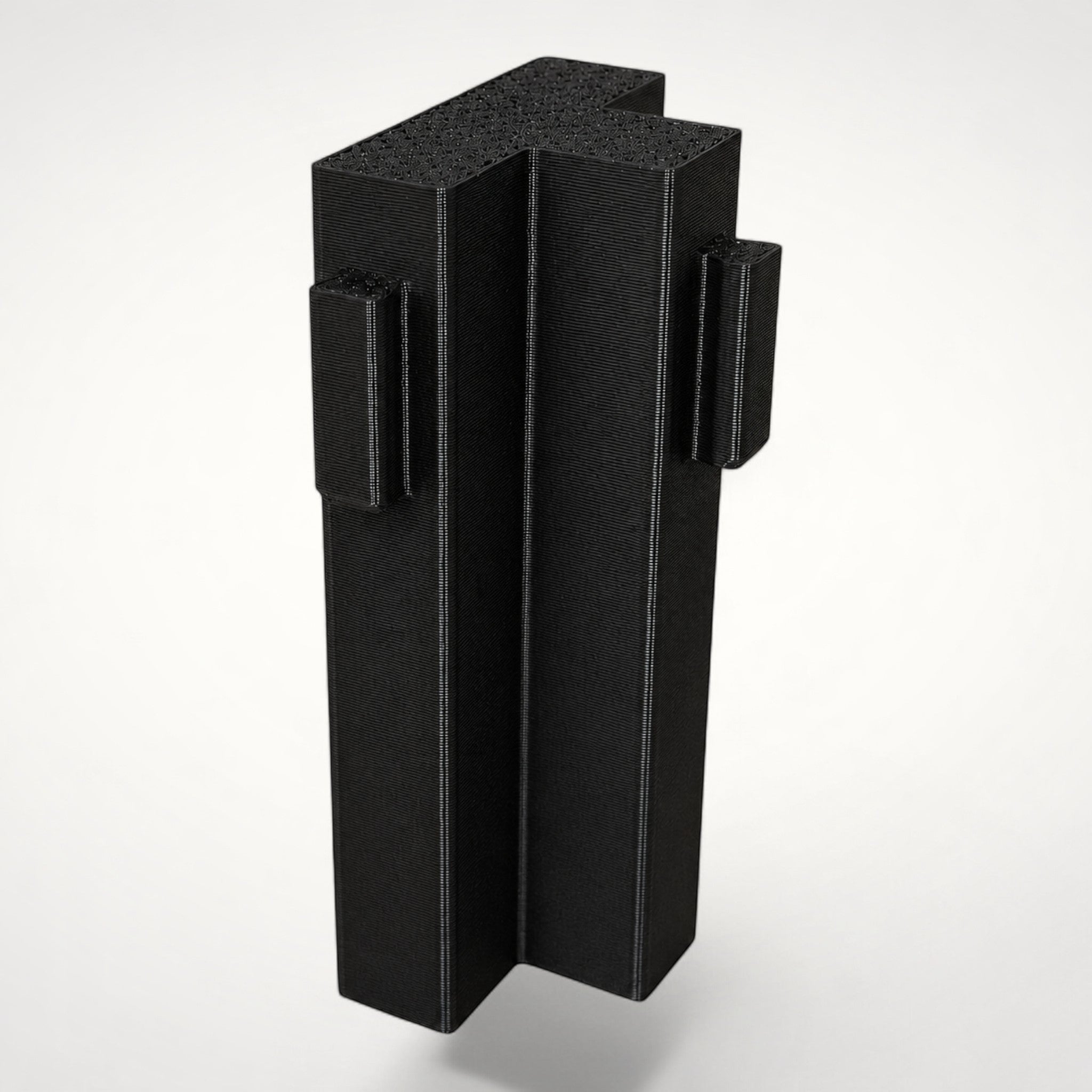 NG Organisers black T-shaped double male wall module for drawer divider systems with textured 3D printed finish.