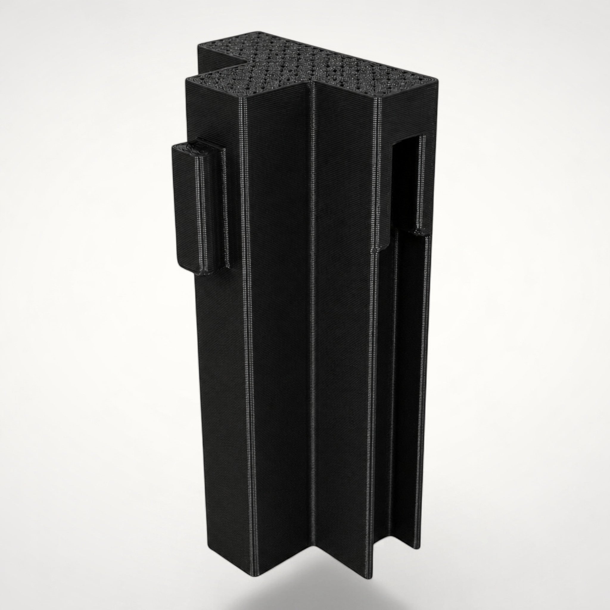 NG Organisers black T-shaped double male wall module for drawer divider systems with textured surface.